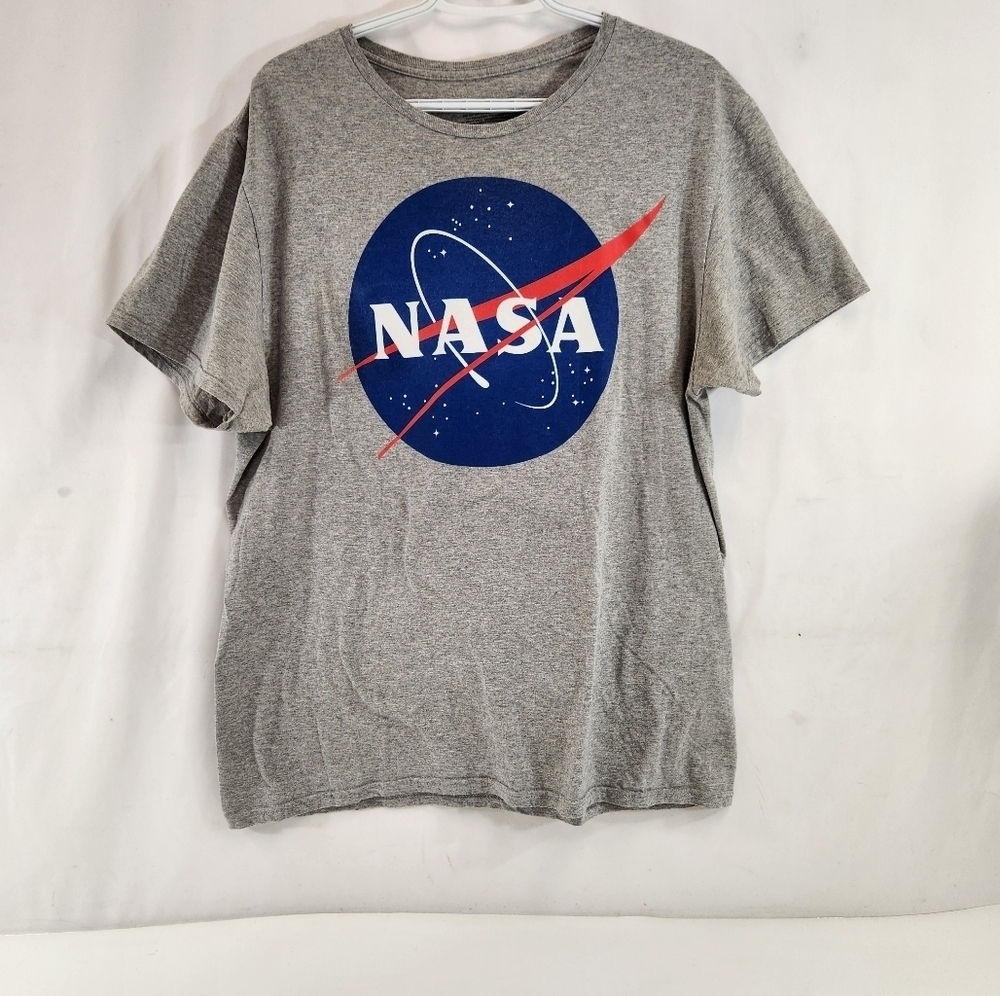Gray NASA Mens Graphic Tee T-Shirt Large